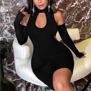 SHEIN Euphoria Maddy Costume Cutout Black Mini Sexy Dress Sleeves S Small